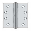 Deltana [DSB4N26] Solid Brass Door Butt Hinge - Non-Removable Pin - Button Tip - Square Corner - Polished Chrome Finish - Pair - 4&quot; H x 4&quot; W