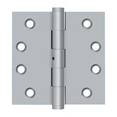 Deltana [DSB4N26D] Solid Brass Door Butt Hinge - Non-Removable Pin - Button Tip - Square Corner - Brushed Chrome Finish - Pair - 4&quot; H x 4&quot; W