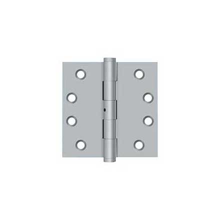 Deltana [DSB4N26D] Solid Brass Door Butt Hinge - Non-Removable Pin - Button Tip - Square Corner - Brushed Chrome Finish - Pair - 4&quot; H x 4&quot; W