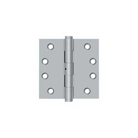 Deltana [DSB4N26D] Solid Brass Door Butt Hinge - Non-Removable Pin - Button Tip - Square Corner - Brushed Chrome Finish - Pair - 4&quot; H x 4&quot; W