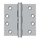 Deltana [DSB4N26D] Solid Brass Door Butt Hinge - Non-Removable Pin - Button Tip - Square Corner - Brushed Chrome Finish - Pair - 4&quot; H x 4&quot; W