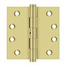 Deltana [DSB4N3] Solid Brass Door Butt Hinge - Non-Removable Pin - Button Tip - Square Corner - Polished Brass Finish - Pair - 4&quot; H x 4&quot; W