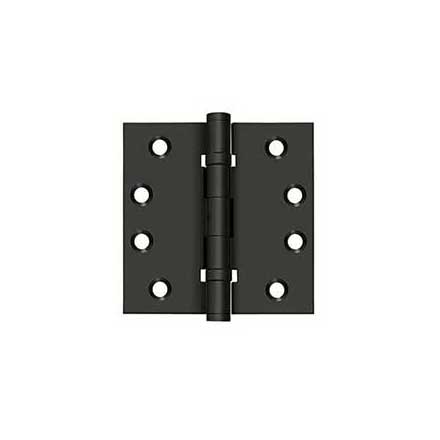 Deltana [DSB4NB10B] Solid Brass Door Butt Hinge - Ball Bearing - Non-Removable Pin - Button Tip - Square Corner - Oil Rubbed Bronze Finish - Pair - 4&quot; H x 4&quot; W