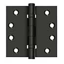 Deltana [DSB4NB10B] Solid Brass Door Butt Hinge - Ball Bearing - Non-Removable Pin - Button Tip - Square Corner - Oil Rubbed Bronze Finish - Pair - 4" H x 4" W