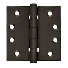 Deltana [DSB4NB10BD] Solid Brass Door Butt Hinge - Ball Bearing - Non-Removable Pin - Button Tip - Square Corner - Bronze Dark Finish - Pair - 4" H x 4" W