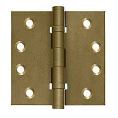 Deltana [DSB4NB10BM] Solid Brass Door Butt Hinge - Ball Bearing - Non-Removable Pin - Button Tip - Square Corner - Bronze Medium Finish - Pair - 4&quot; H x 4&quot; W