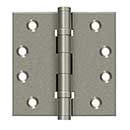 Deltana [DSB4NB10WL] Solid Brass Door Butt Hinge - Ball Bearing - Non-Removable Pin - Button Tip - Square Corner - Weathered Light Finish - Pair - 4&quot; H x 4&quot; W