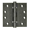 Deltana [DSB4NB10WM] Solid Brass Door Butt Hinge - Ball Bearing - Non-Removable Pin - Button Tip - Square Corner - Weathered Medium Finish - Pair - 4&quot; H x 4&quot; W