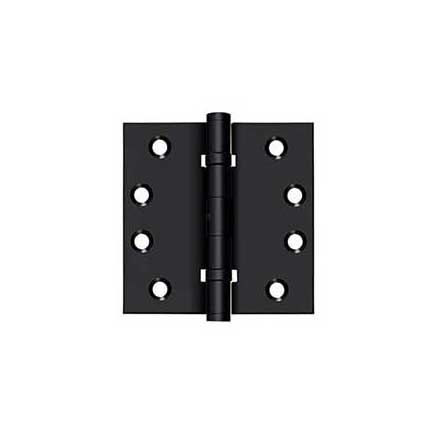 Deltana [DSB4NB19] Solid Brass Door Butt Hinge - Ball Bearing - Non-Removable Pin - Button Tip - Square Corner - Paint Black Finish - Pair - 4&quot; H x 4&quot; W