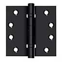Deltana [DSB4NB19] Solid Brass Door Butt Hinge - Ball Bearing - Non-Removable Pin - Button Tip - Square Corner - Paint Black Finish - Pair - 4" H x 4" W