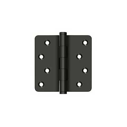 Deltana [DSB4R410B-RZ] Solid Brass Door Butt Hinge - Button Tip - 1/4" Radius Corner - Zig-Zag - Residential - Oil Rubbed Bronze Finish - Pair - 4" H x 4" W
