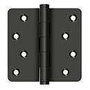 Deltana [DSB4R410B-RZ] Solid Brass Door Butt Hinge - Button Tip - 1/4" Radius Corner - Zig-Zag - Residential - Oil Rubbed Bronze Finish - Pair - 4" H x 4" W