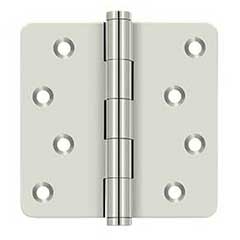 Deltana [DSB4R414-RZ] Solid Brass Door Butt Hinge - Button Tip - 1/4&quot; Radius Corner - Zig-Zag - Residential - Polished Nickel Finish - Pair - 4&quot; H x 4&quot; W