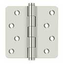 Deltana [DSB4R414-RZ] Solid Brass Door Butt Hinge - Button Tip - 1/4" Radius Corner - Zig-Zag - Residential - Polished Nickel Finish - Pair - 4" H x 4" W