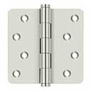 Deltana [DSB4R414-RZ] Solid Brass Door Butt Hinge - Button Tip - 1/4&quot; Radius Corner - Zig-Zag - Residential - Polished Nickel Finish - Pair - 4&quot; H x 4&quot; W