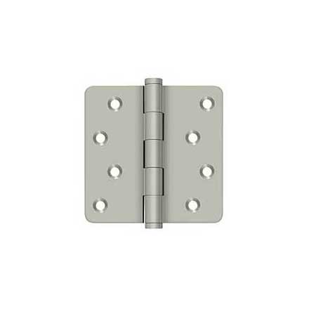 Deltana [DSB4R415-RZ] Solid Brass Door Butt Hinge - Button Tip - 1/4&quot; Radius Corner - Zig-Zag - Residential - Brushed Nickel Finish - Pair - 4&quot; H x 4&quot; W