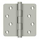 Deltana [DSB4R415-RZ] Solid Brass Door Butt Hinge - Button Tip - 1/4&quot; Radius Corner - Zig-Zag - Residential - Brushed Nickel Finish - Pair - 4&quot; H x 4&quot; W