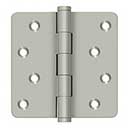 Deltana [DSB4R415-RZ] Solid Brass Door Butt Hinge - Button Tip - 1/4&quot; Radius Corner - Zig-Zag - Residential - Brushed Nickel Finish - Pair - 4&quot; H x 4&quot; W