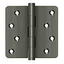 Deltana [DSB4R415A-RZ] Solid Brass Door Butt Hinge - Button Tip - 1/4" Radius Corner - Zig-Zag - Residential - Antique Nickel Finish - Pair - 4" H x 4" W
