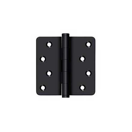 Deltana [DSB4R419-RZ] Solid Brass Door Butt Hinge - Button Tip - 1/4&quot; Radius Corner - Zig-Zag - Residential - Paint Black Finish - Pair - 4&quot; H x 4&quot; W