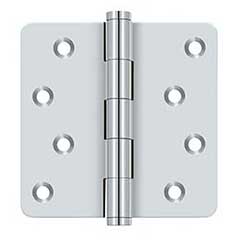 Deltana [DSB4R426-RZ] Solid Brass Door Butt Hinge - Button Tip - 1/4&quot; Radius Corner - Zig-Zag - Residential - Polished Chrome Finish - Pair - 4&quot; H x 4&quot; W