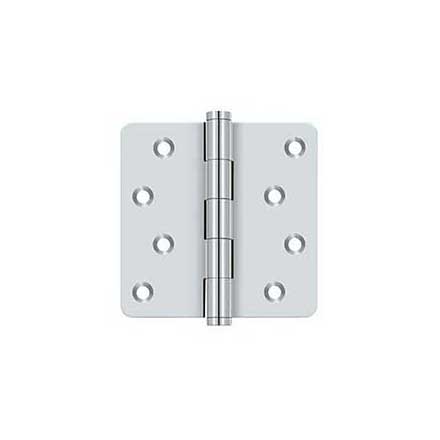 Deltana [DSB4R426-RZ] Solid Brass Door Butt Hinge - Button Tip - 1/4&quot; Radius Corner - Zig-Zag - Residential - Polished Chrome Finish - Pair - 4&quot; H x 4&quot; W