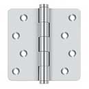 Deltana [DSB4R426-RZ] Solid Brass Door Butt Hinge - Button Tip - 1/4&quot; Radius Corner - Zig-Zag - Residential - Polished Chrome Finish - Pair - 4&quot; H x 4&quot; W