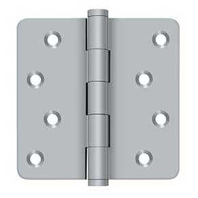 Deltana [DSB4R426D-RZ] Solid Brass Door Butt Hinge - Button Tip - 1/4" Radius Corner - Zig-Zag - Residential - Brushed Chrome Finish - Pair - 4" H x 4" W