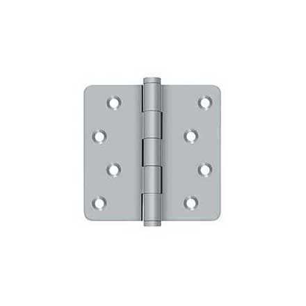 Deltana [DSB4R426D-RZ] Solid Brass Door Butt Hinge - Button Tip - 1/4&quot; Radius Corner - Zig-Zag - Residential - Brushed Chrome Finish - Pair - 4&quot; H x 4&quot; W