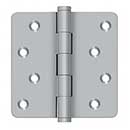 Deltana [DSB4R426D-RZ] Solid Brass Door Butt Hinge - Button Tip - 1/4&quot; Radius Corner - Zig-Zag - Residential - Brushed Chrome Finish - Pair - 4&quot; H x 4&quot; W