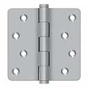 Deltana [DSB4R426D-RZ] Solid Brass Door Butt Hinge - Button Tip - 1/4" Radius Corner - Zig-Zag - Residential - Brushed Chrome Finish - Pair - 4" H x 4" W