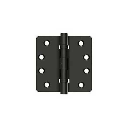 Deltana [DSB4R4NB10B] Solid Brass Door Butt Hinge - Ball Bearing - Non-Removable Pin - Button Tip - 1/4&quot; Radius Corner - Oil Rubbed Bronze Finish - Pair - 4&quot; H x 4&quot; W