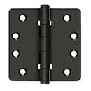 Deltana [DSB4R4NB10B] Solid Brass Door Butt Hinge - Ball Bearing - Non-Removable Pin - Button Tip - 1/4&quot; Radius Corner - Oil Rubbed Bronze Finish - Pair - 4&quot; H x 4&quot; W
