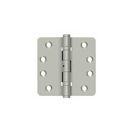 Deltana [DSB4R4NB15] Solid Brass Door Butt Hinge - Ball Bearing - Non-Removable Pin - Button Tip - 1/4&quot; Radius Corner - Brushed Nickel Finish - Pair - 4&quot; H x 4&quot; W