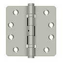 Deltana [DSB4R4NB15] Solid Brass Door Butt Hinge - Ball Bearing - Non-Removable Pin - Button Tip - 1/4" Radius Corner - Brushed Nickel Finish - Pair - 4" H x 4" W