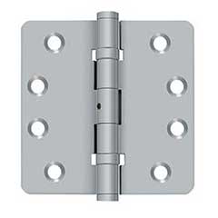 Deltana [DSB4R4NB26D] Solid Brass Door Butt Hinge - Ball Bearing - Non-Removable Pin - Button Tip - 1/4&quot; Radius Corner - Brushed Chrome Finish - Pair - 4&quot; H x 4&quot; W