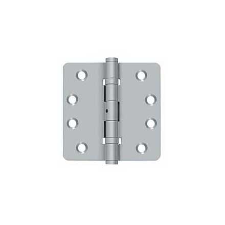 Deltana [DSB4R4NB26D] Solid Brass Door Butt Hinge - Ball Bearing - Non-Removable Pin - Button Tip - 1/4&quot; Radius Corner - Brushed Chrome Finish - Pair - 4&quot; H x 4&quot; W