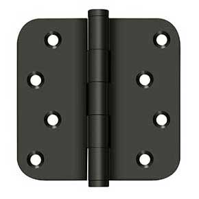 Deltana [DSB4R510B-RZ] Solid Brass Door Butt Hinge - Residential - Button Tip - 5/8" Radius Corner -Zig-Zag - Oil Rubbed Bronze Finish - Pair - 4" H x 4" W