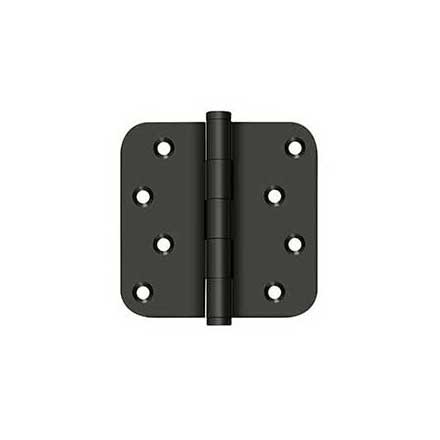 Deltana [DSB4R510B-RZ] Solid Brass Door Butt Hinge - Residential - Button Tip - 5/8" Radius Corner - Zig-Zag - Oil Rubbed Bronze Finish - Pair - 4" H x 4" W