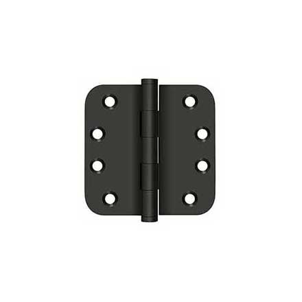 Deltana [DSB4R510B] Solid Brass Door Butt Hinge - Button Tip - 5/8" Radius Corner - Oil Rubbed Bronze Finish - Pair - 4" H x 4" W
