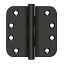 Deltana [DSB4R510B] Solid Brass Door Butt Hinge - Button Tip - 5/8" Radius Corner - Oil Rubbed Bronze Finish - Pair - 4" H x 4" W