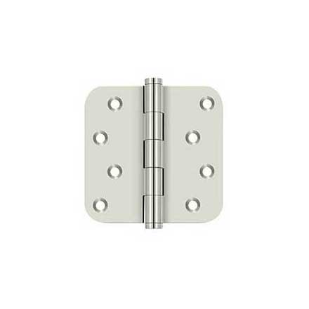 Deltana [DSB4R514-RZ] Solid Brass Door Butt Hinge - Residential - Button Tip - 5/8&quot; Radius Corner - Zig-Zag - Polished Nickel Finish - Pair - 4&quot; H x 4&quot; W
