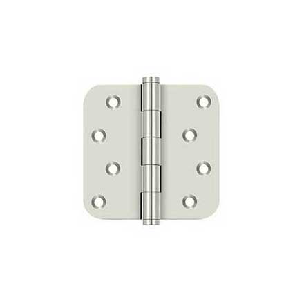 Deltana [DSB4R514-RZ] Solid Brass Door Butt Hinge - Residential - Button Tip - 5/8&quot; Radius Corner - Zig-Zag - Polished Nickel Finish - Pair - 4&quot; H x 4&quot; W