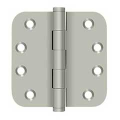 Deltana [DSB4R515-R] Solid Brass Door Butt Hinge - Residential - Button Tip - 5/8&quot; Radius Corner - Brushed Nickel Finish - Pair - 4&quot; H x 4&quot; W