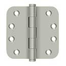 Deltana [DSB4R515-R] Solid Brass Door Butt Hinge - Residential - Button Tip - 5/8" Radius Corner - Brushed Nickel Finish - Pair - 4" H x 4" W