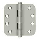 Deltana [DSB4R515-R] Solid Brass Door Butt Hinge - Residential - Button Tip - 5/8&quot; Radius Corner - Brushed Nickel Finish - Pair - 4&quot; H x 4&quot; W