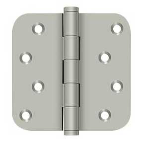 Deltana [DSB4R515-RZ] Solid Brass Door Butt Hinge - Residential - Button Tip - 5/8" Radius Corner -Zig-Zag - Brushed Nickel Finish - Pair - 4" H x 4" W