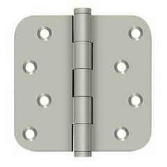 Deltana [DSB4R515-RZ] Solid Brass Door Butt Hinge - Residential - Button Tip - 5/8&quot; Radius Corner - Zig-Zag - Brushed Nickel Finish - Pair - 4&quot; H x 4&quot; W