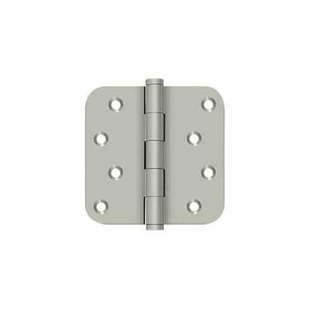 Deltana [DSB4R515-RZ] Solid Brass Door Butt Hinge - Residential - Button Tip - 5/8&quot; Radius Corner - Zig-Zag - Brushed Nickel Finish - Pair - 4&quot; H x 4&quot; W