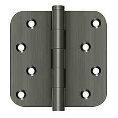 Deltana [DSB4R515A-RZ] Solid Brass Door Butt Hinge - Residential - Button Tip - 5/8&quot; Radius Corner - Zig-Zag - Antique Nickel Finish - Pair - 4&quot; H x 4&quot; W
